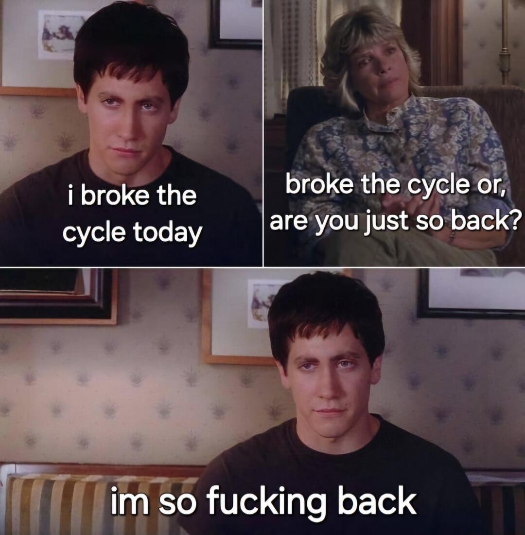 i broke the the cyc cycle today are youjust soback