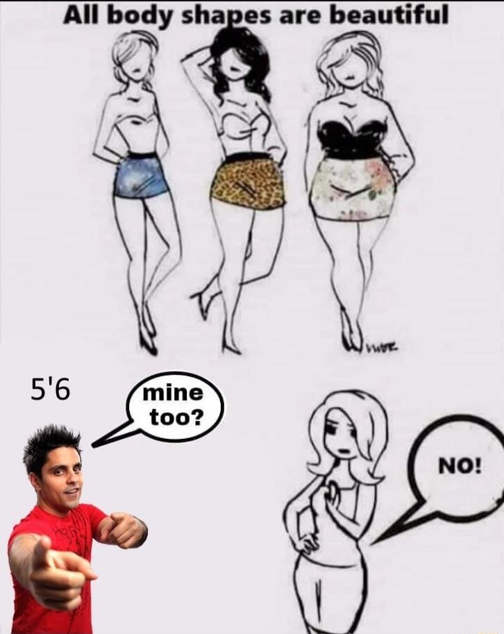 All body shapes are beautiful. 5'6, mine too? NO!