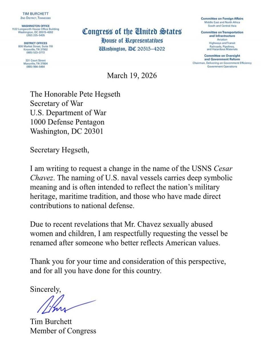 TIM BURCHETT
2ND DISTRICT, TENNESSEE
WASHINGTON OFFICE
1122 Longworth House Office Building
Washington, DC 20515-4202
(202) 225-5435
DISTRICT OFFICES
800 Market Street, Suite 110
Knoxville, TN 37902
(865) 523-3772
331 Court Street
Maryville, TN 37804
(865) 984-5464

Congress of the United States
House of Representatives
Washington, DC 20515-4202

C
