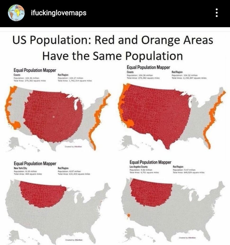 e VT o T ET S US Population Red and Orange Areas Have the Same Population Equal Population Mapper i T Equal Population Mapper Equal Population Mapper Now v oy L e Cory bt b