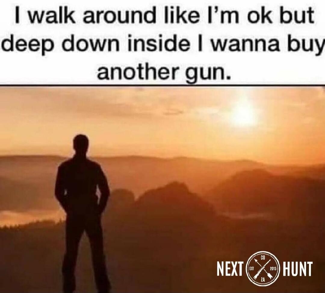 I walk around like I’m ok but deep down inside I wanna buy another gun.