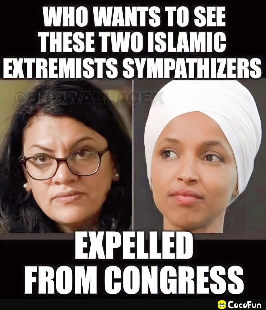 WHO WANTS TO SEE THESE TWO ISLAMIC EXTREMISTS SYMPATHIZERS EXPELLED FROM CONGRESS