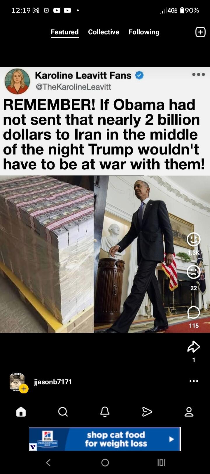 REMEMBER! If Obama had not sent that nearly 2 billion dollars to Iran in the middle of the night Trump wouldn't have to be at war with them!