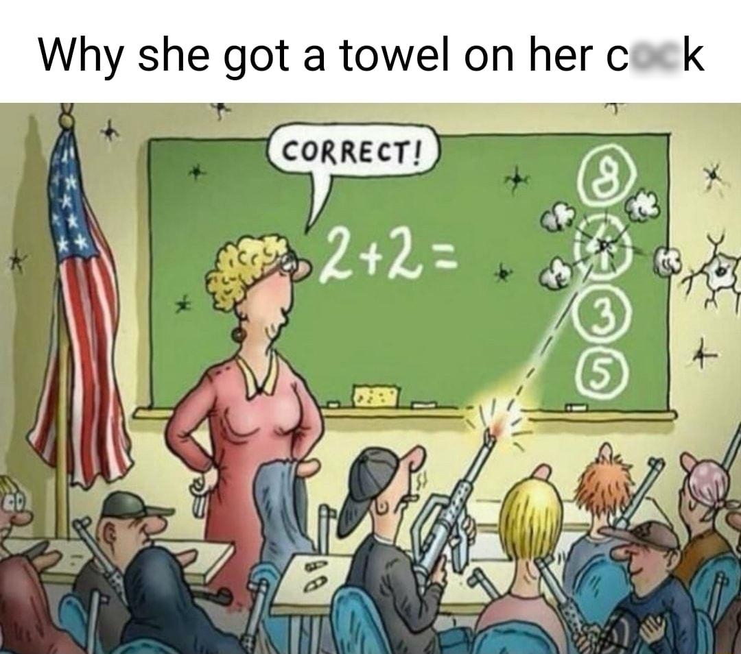 Why she got a towel on her cock