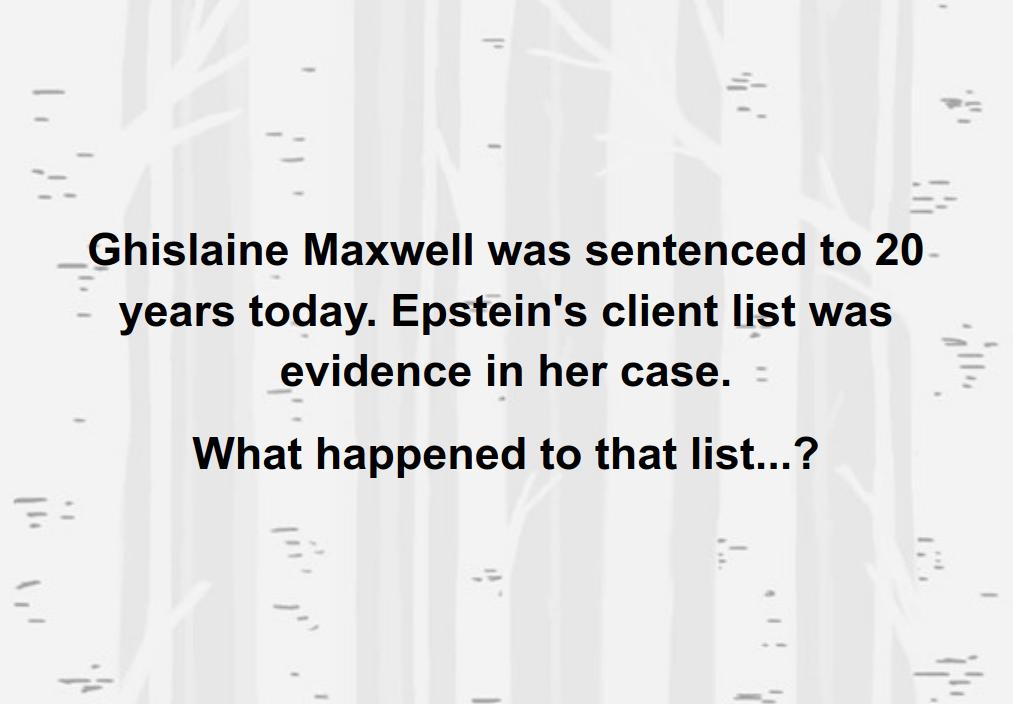 Ghislaine Maxwell was sentenced to 20 years today Epsteins client list was evidence in her case What happened to that list