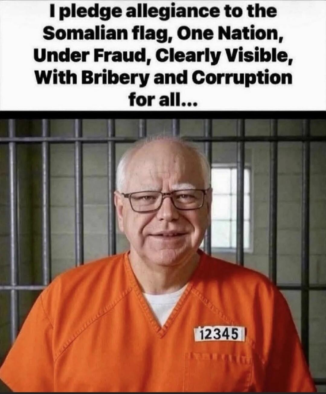 I pledge allegiance to the Somalian flag, One Nation, Under Fraud, Clearly Visible, With Bribery and Corruption for all...