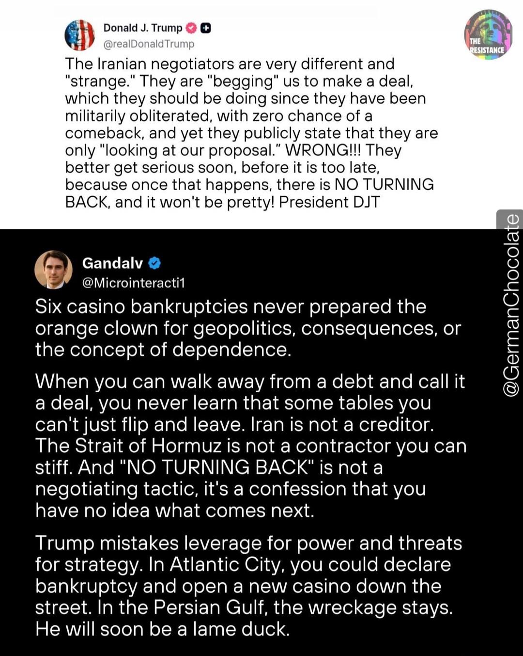 Donald J. Trump @realDonaldTrump The Iranian negotiators are very different and 