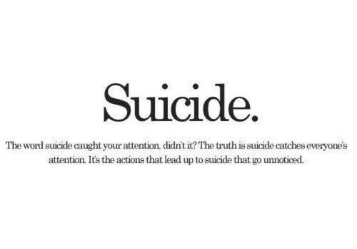 uIC1ae The word suicide caught your attention didtit The truth is suicide catches everyones attention 1 the actions that lead up to suicide that go unnoticed