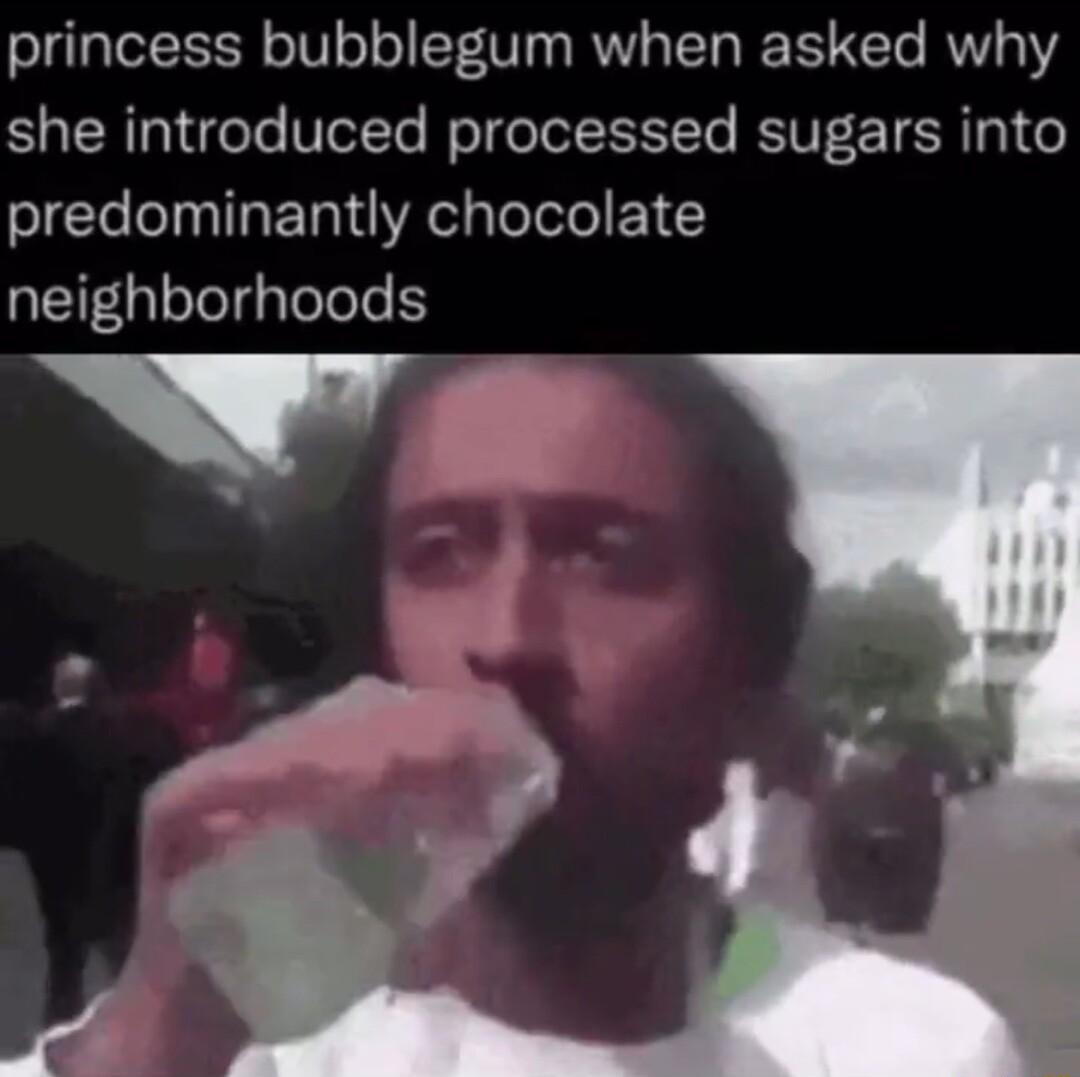 princess bubblegum when asked why S TERTRYigeTe VIoTTe ol o Tel ENTTe RSV ISR 31 o predominantly chocolate neighborhoods