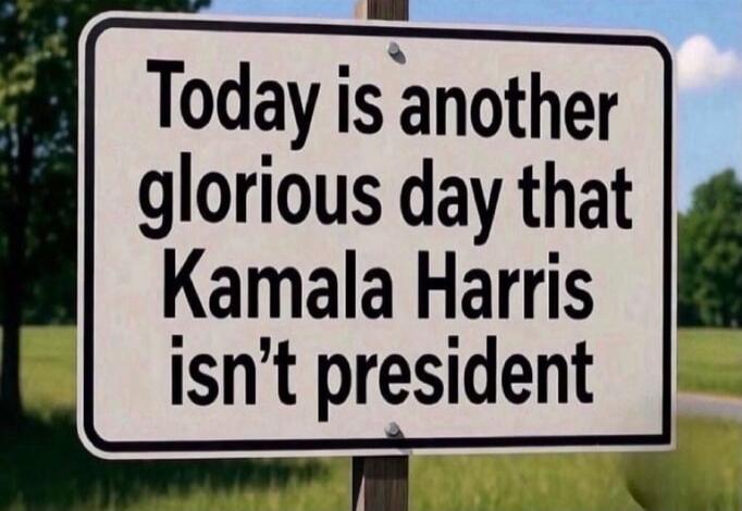 Today is another glorious day that Kamala Harris isn't president