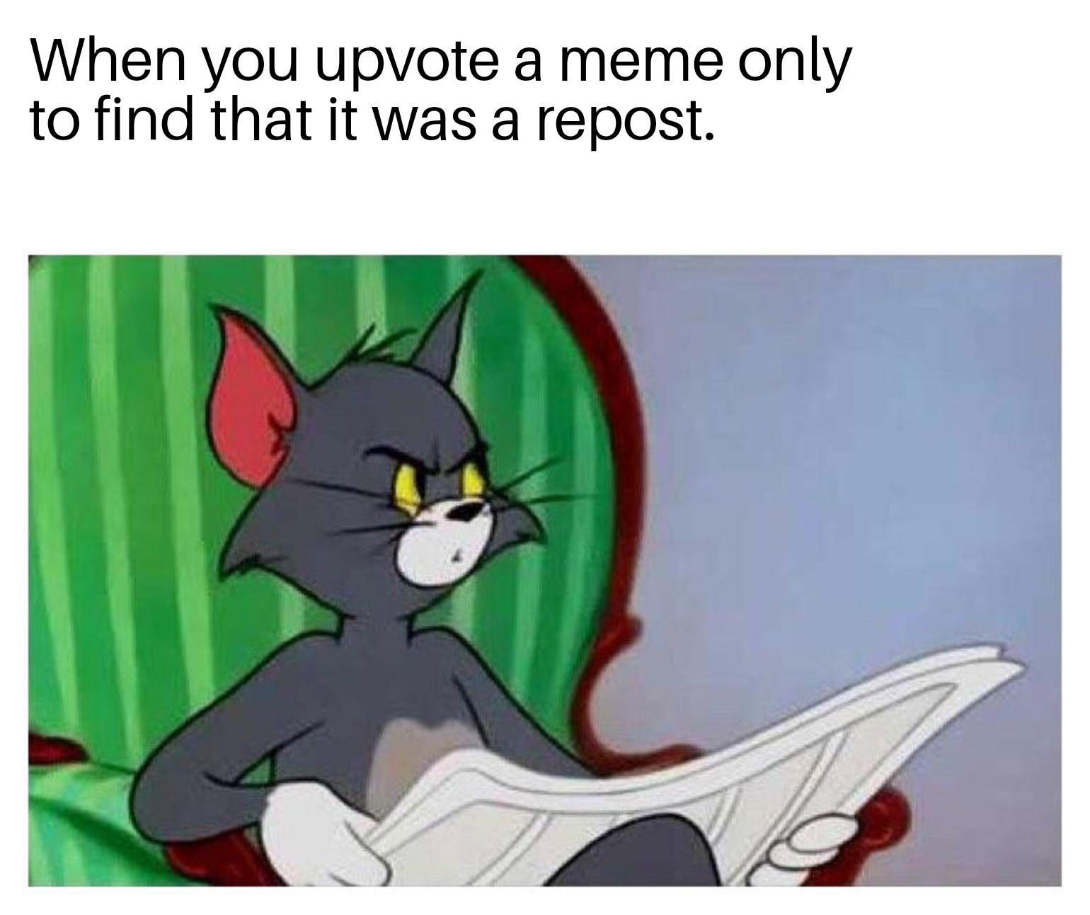When you upvote a meme only to find that it was a repost