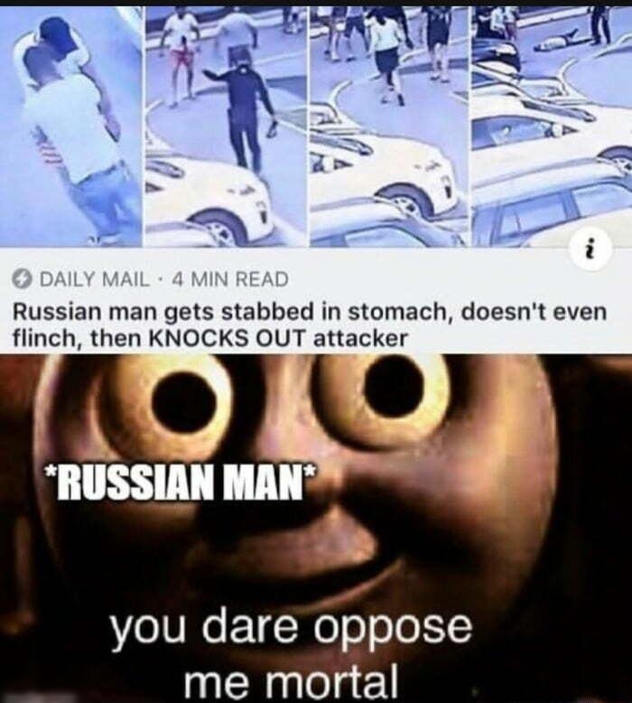Russian man gets stabbed in stomach doesnt even flinch then KNOCKS OUT attacker you dare oppose me mortal