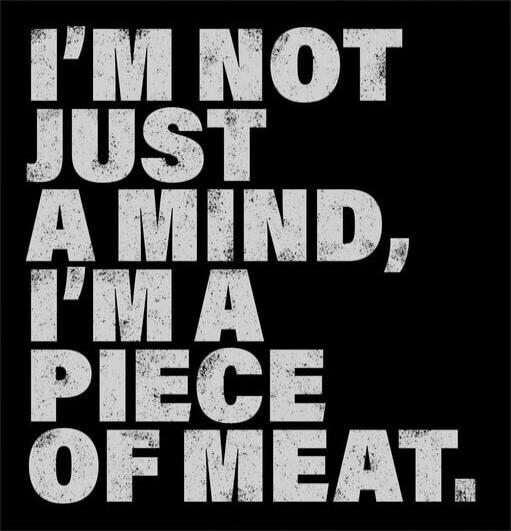 I'M NOT JUST A MIND, I'M A PIECE OF MEAT.