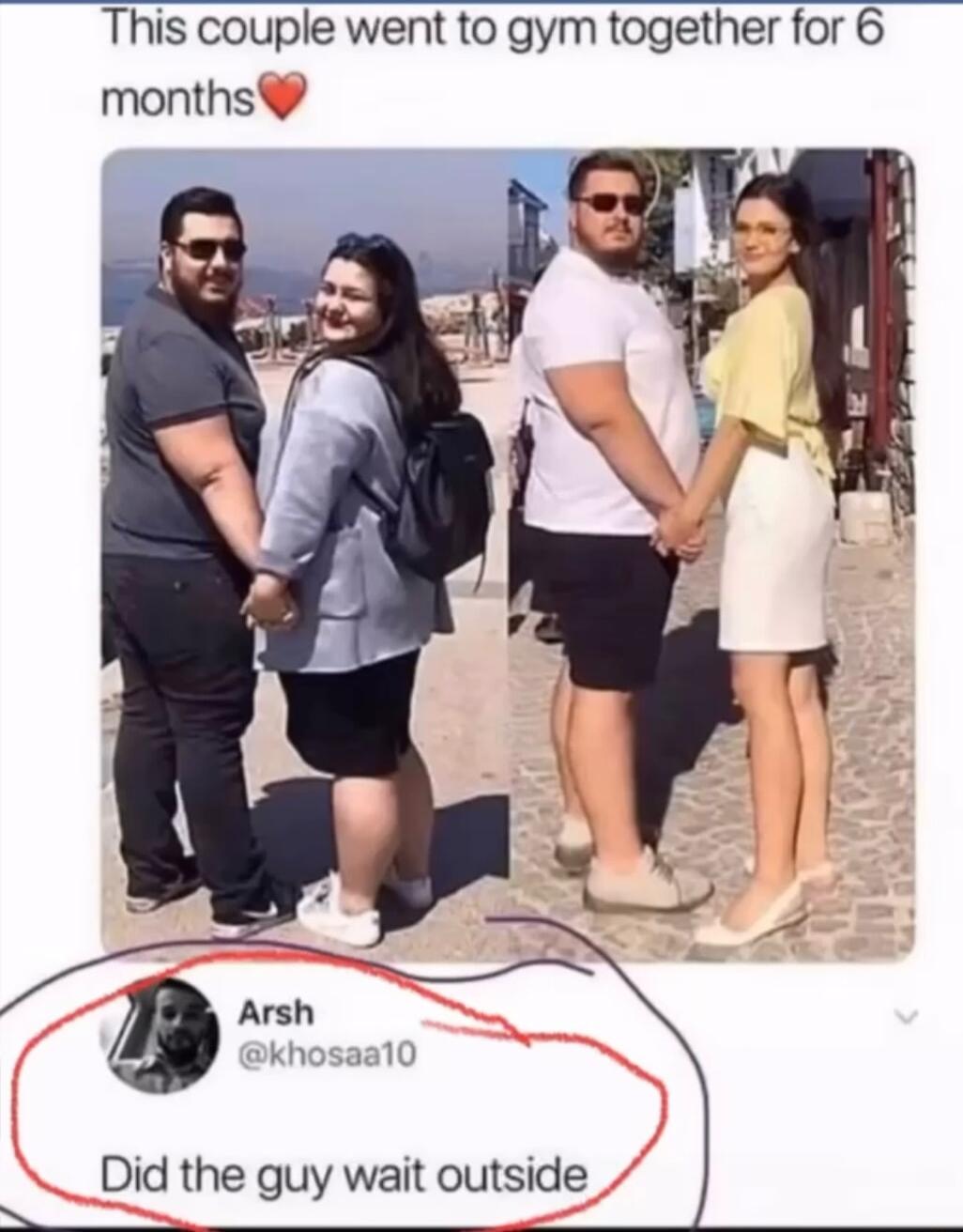 This couple went to gym together for 6 months Did the guy wait outside