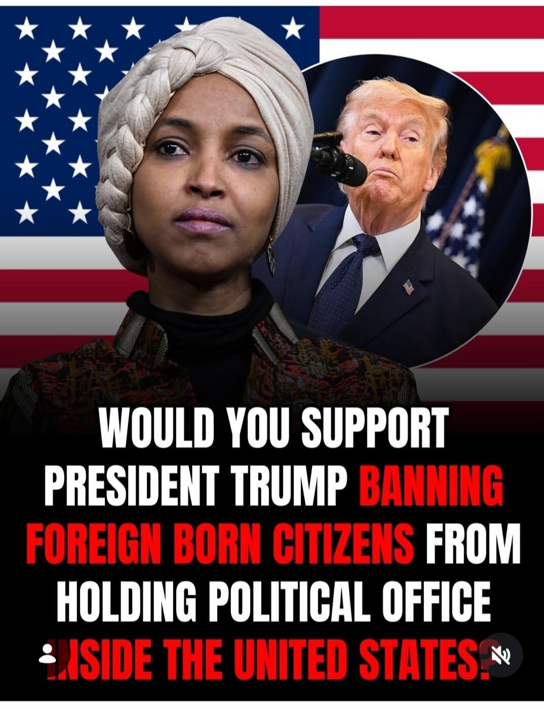 WOULD YOU SUPPORT PRESIDENT TRUMP BANNING FOREIGN BORN CITIZENS FROM HOLDING POLITICAL OFFICE INSIDE THE UNITED STATES?