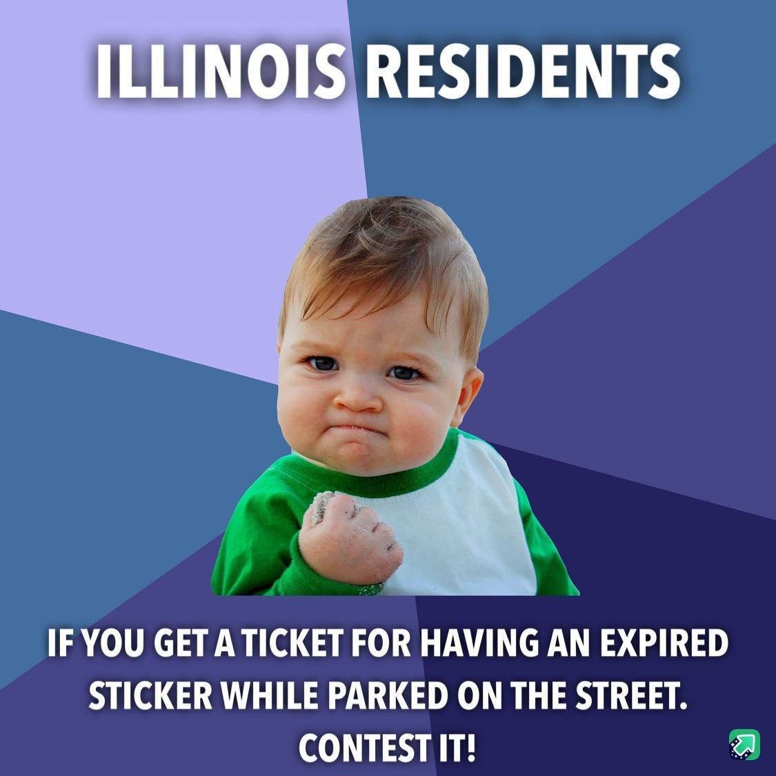 ILLINOIS RESIDENTS IFYOU GETATICKET FOR HAVING AN EXPIRED STICKER WHILE PARKED ON THE STREET CONTEST IT