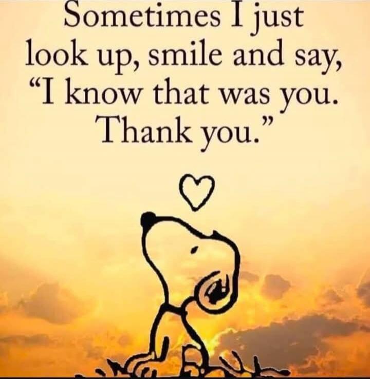 Sometimes I just look up, smile and say, “I know that was you. Thank you.”