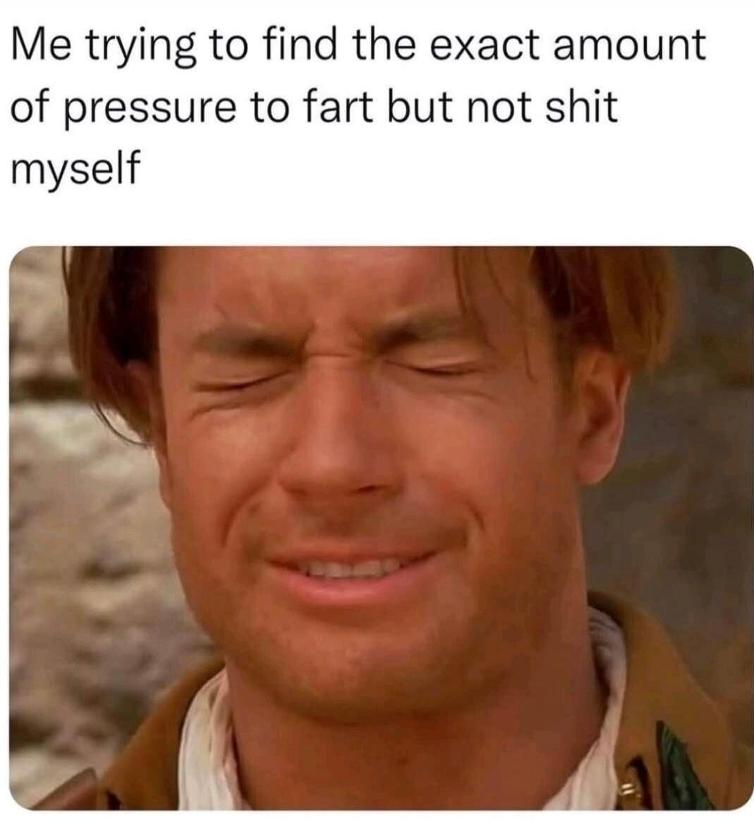 Me trying to find the exact amount of pressure to fart but not shit myself