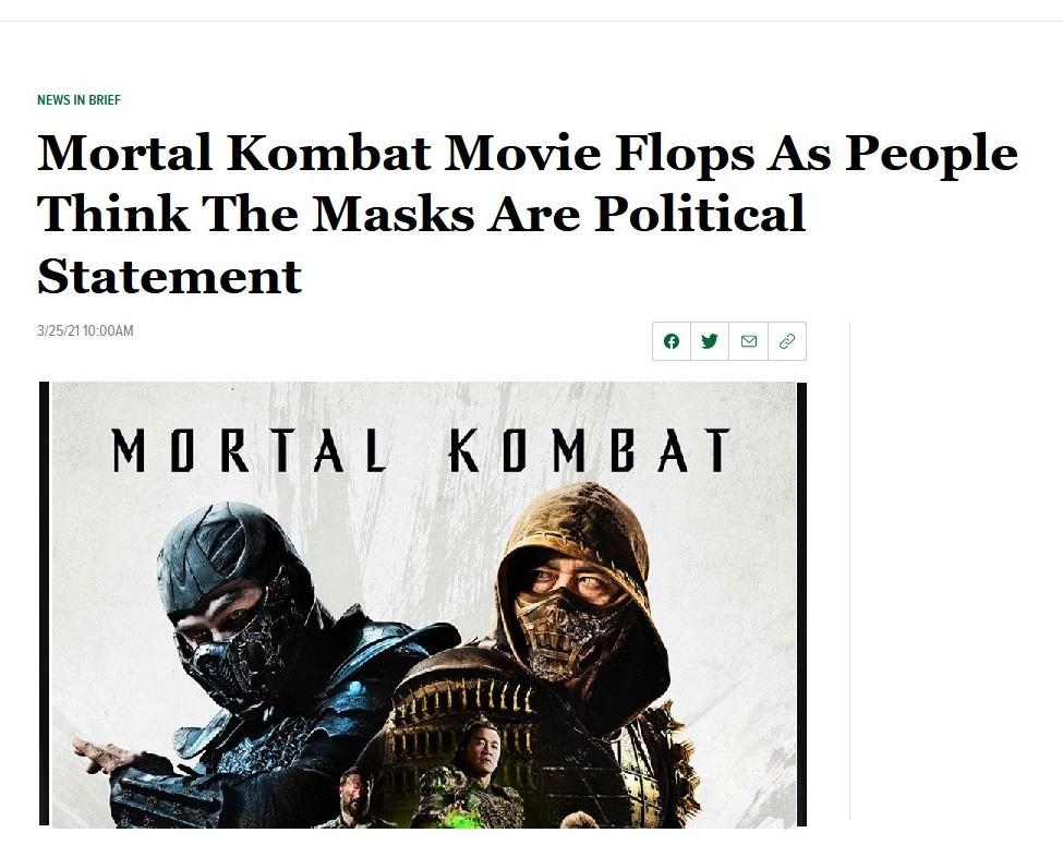 Mortal Kombat Movie Flops As People Think The Masks Are Political Statement 0y 9 MORTAL KOMBAT