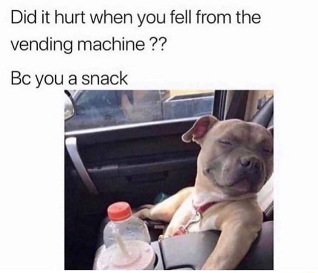 w BigBeard_Ali Did it hurt when you fell from the vending machine Bc you a snack