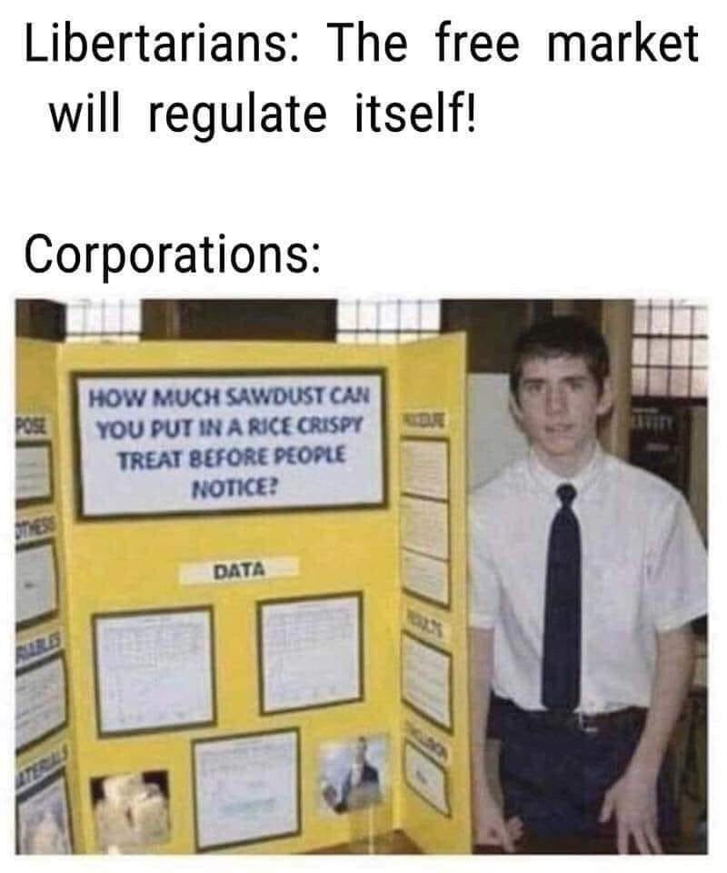 Libertarians The free market will regulate itself rporations 0