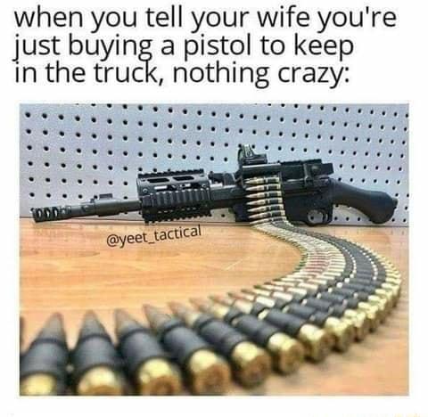 when you tell your wife youre just buying a pistol to keep in the truck nothing crazy