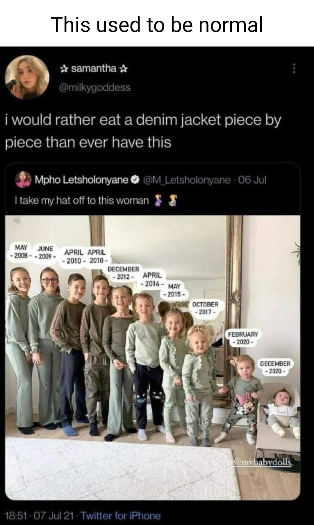 is used to be normal r samantha i would rather eat a denim jacket piece by SICIR G EG RV EVER I Mpho Letsholonyane Itake my hatoffto thiswoman