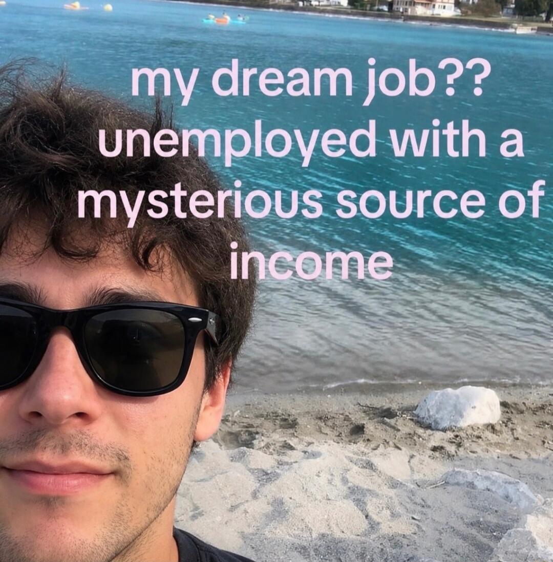my dream job?? unemployed with a mysterious source of income