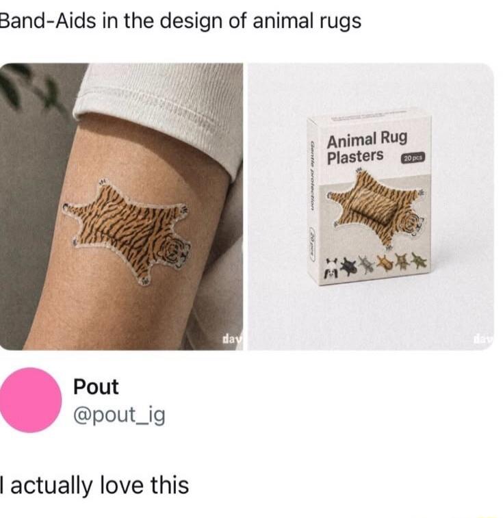 Band-Aids in the design of animal rugs Animal Rug Plasters 20 pcs Pout @pout_ig I actually love this