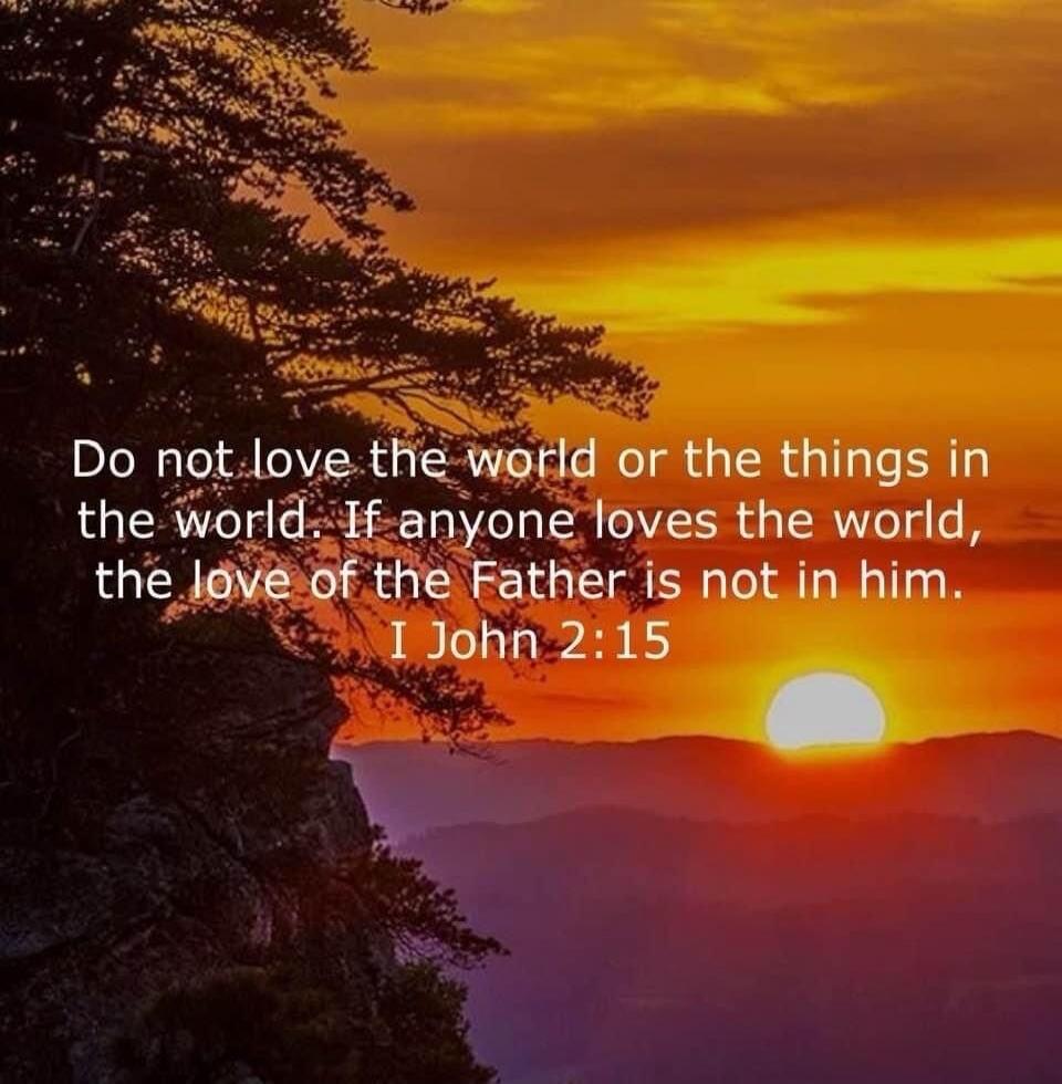 Do not love the world or the things in the world. If anyone loves the world, the love of the Father is not in him. 1 John 2:15