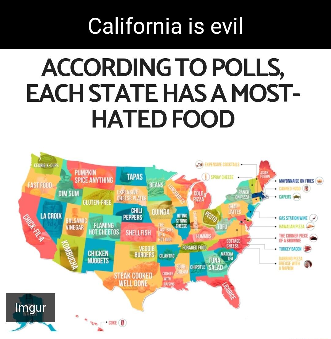 o 1Ti el IERER ACCORDING TO POLLS EACH STATE HAS A MOST HATED FOOD
