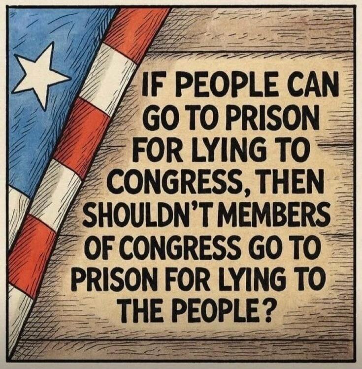 IF PEOPLE CAN GO TO PRISON FOR LYING TO CONGRESS, THEN SHOULDN'T MEMBERS OF CONGRESS GO TO PRISON FOR LYING TO THE PEOPLE?