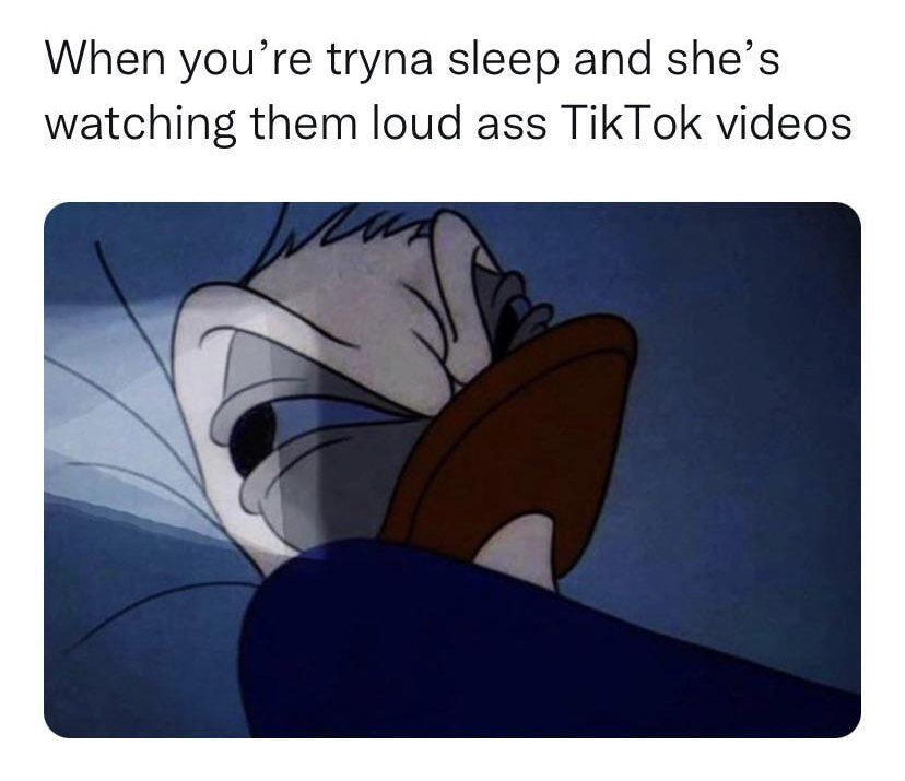 Arslan thegalnz When youre tryna sleep and shes watching them loud ass TikTok videos 144 am 1082022 Twitter for iPhone