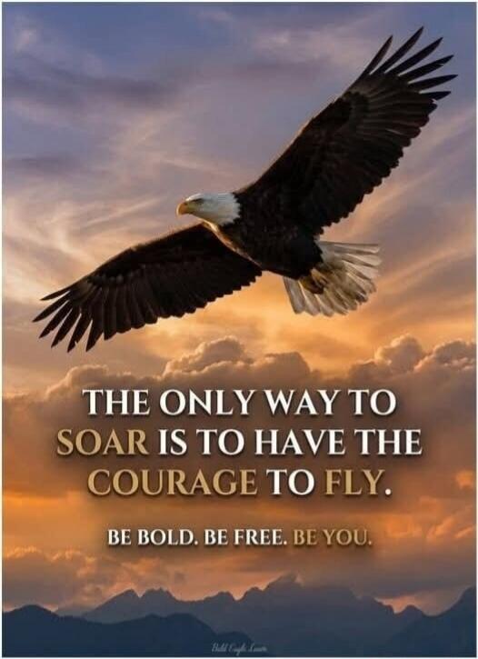 THE ONLY WAY TO SOAR IS TO HAVE THE COURAGE TO FLY. BE BOLD. BE FREE. BE YOU.