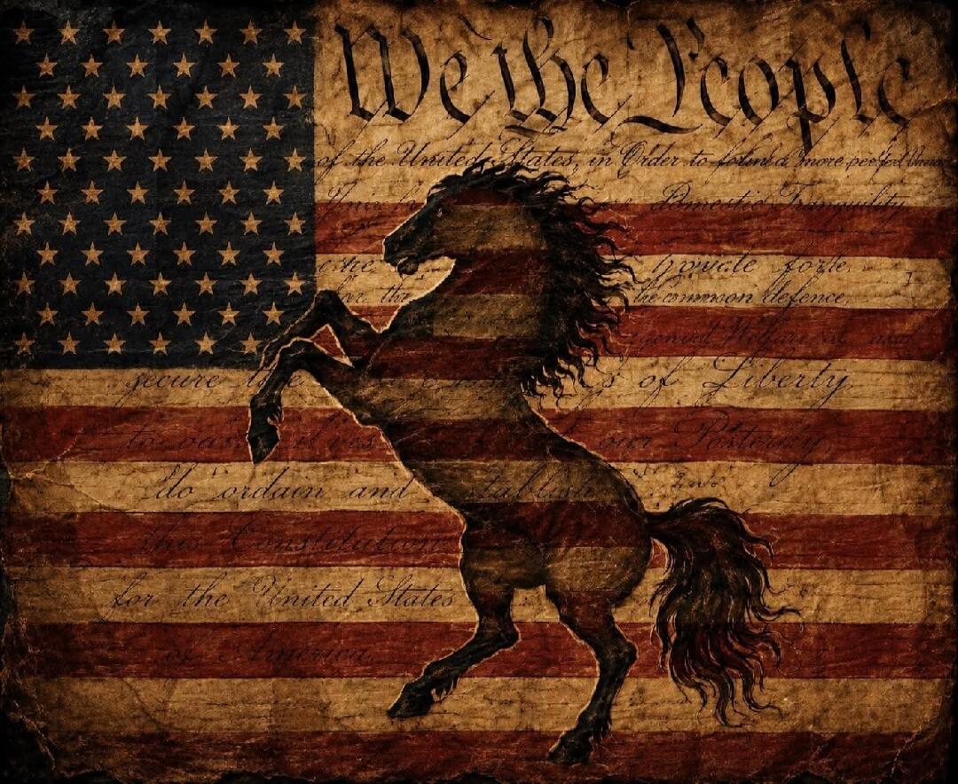 We the People of the United States, in Order to form a more perfect Union, establish Justice, insure domestic Tranquility, provide for the common defence, promote the general Welfare, and secure the Blessings of Liberty to ourselves and our Posterity, do ordain and establish this Constitution for the United States of America. American flag with sta