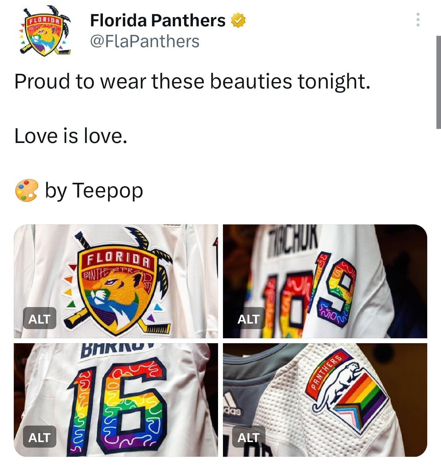 H Florida Panthers Y FlaPanthers Proud to wear these beauties tonight Love is love by Teepop prirne LiB