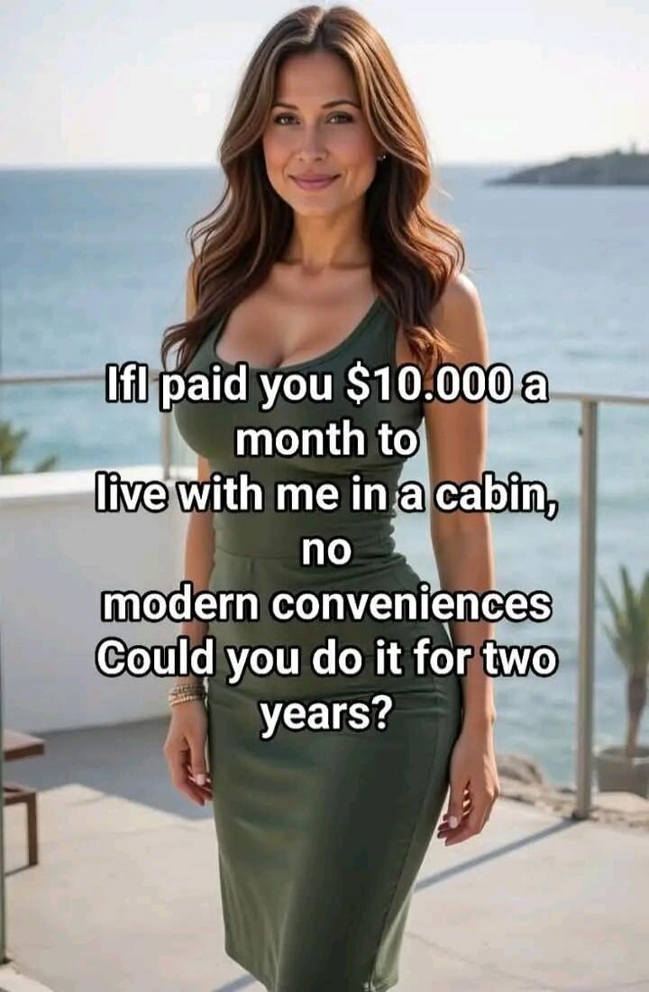 If I paid you $10.000 a month to live with me in a cabin, no modern conveniences Could you do it for two years?