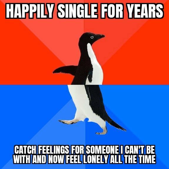 HARPILYSINGLEFORIYEARS GATCHFEELINGSFORSOMEONE GRNTBE WITHANDNOWFEELLONELYALL THE TIME