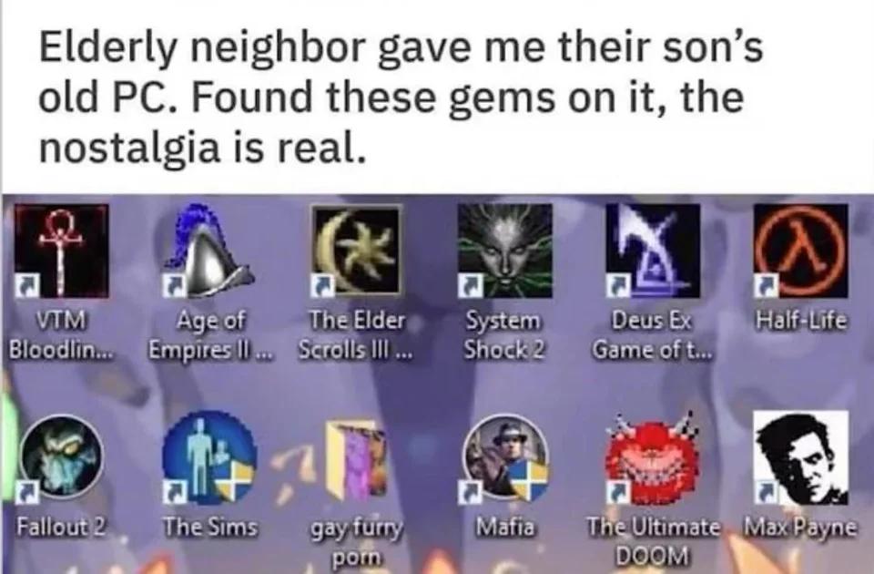 Elderly neighbor gave me their sons old PC Found these gems on it the nostalgia is real