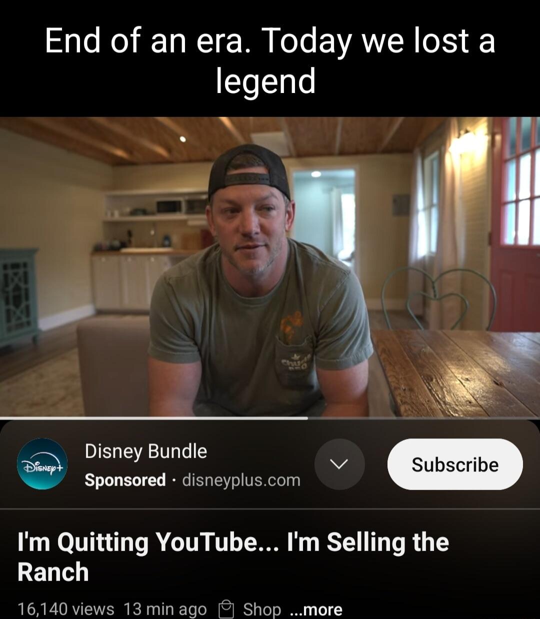 SR T R W Lo E VAN oIS legend Disney Bundle i v Subscribe Sponsored disneypluscom Im Quitting YouTube Im Selling the ELT 16140 views 13 min ago Shop more