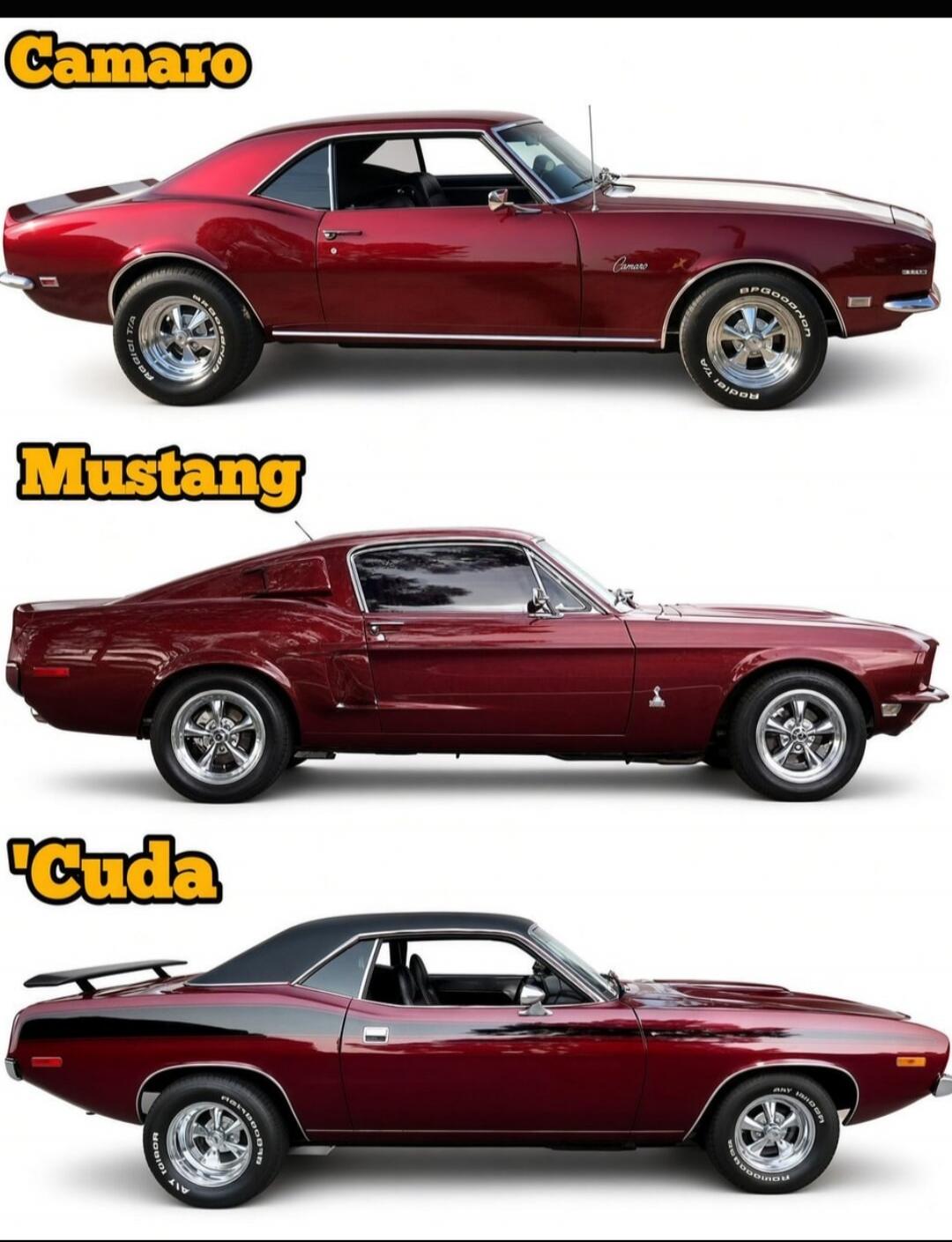 Camaro, Mustang, 'Cuda