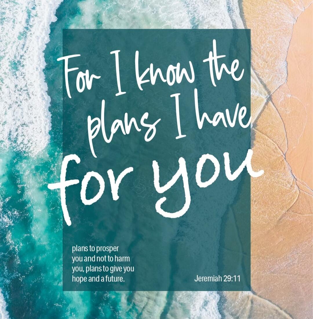 For I know the plans I have for you, plans to prosper you and not to harm you, plans to give you hope and a future. Jeremiah 29:11