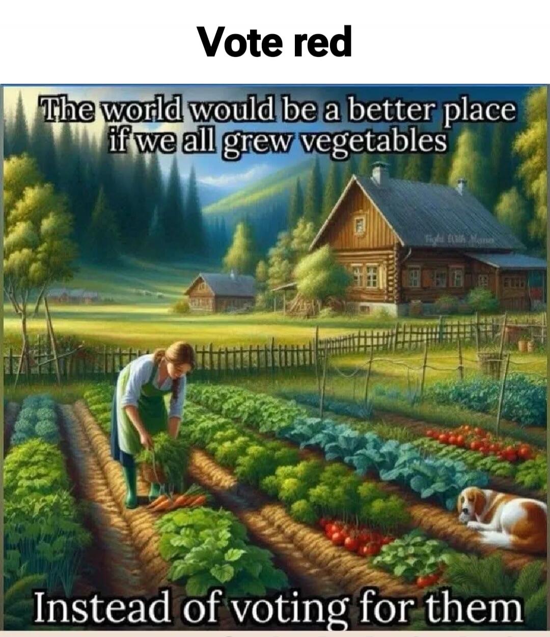 Vote red
The world would be a better place if we all grew vegetables
Instead of voting for them