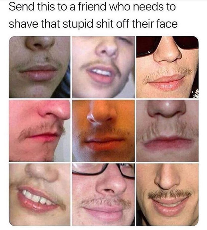 Send this to a friend who needs to shave that stupid shit off their face