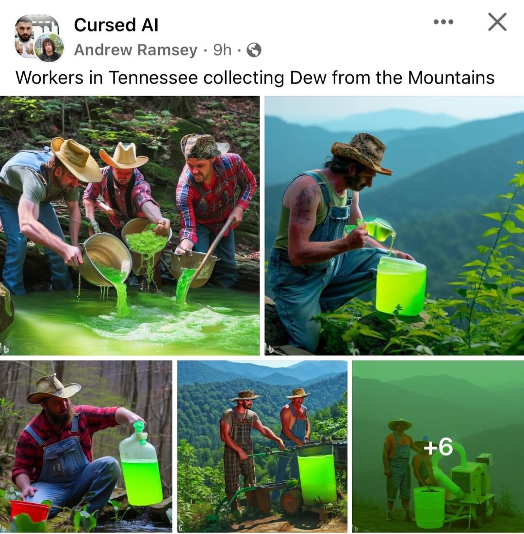 Cursed Al Vi Andrew Ramsey 9n Workers in Tennessee collecting Dew from the Mountains