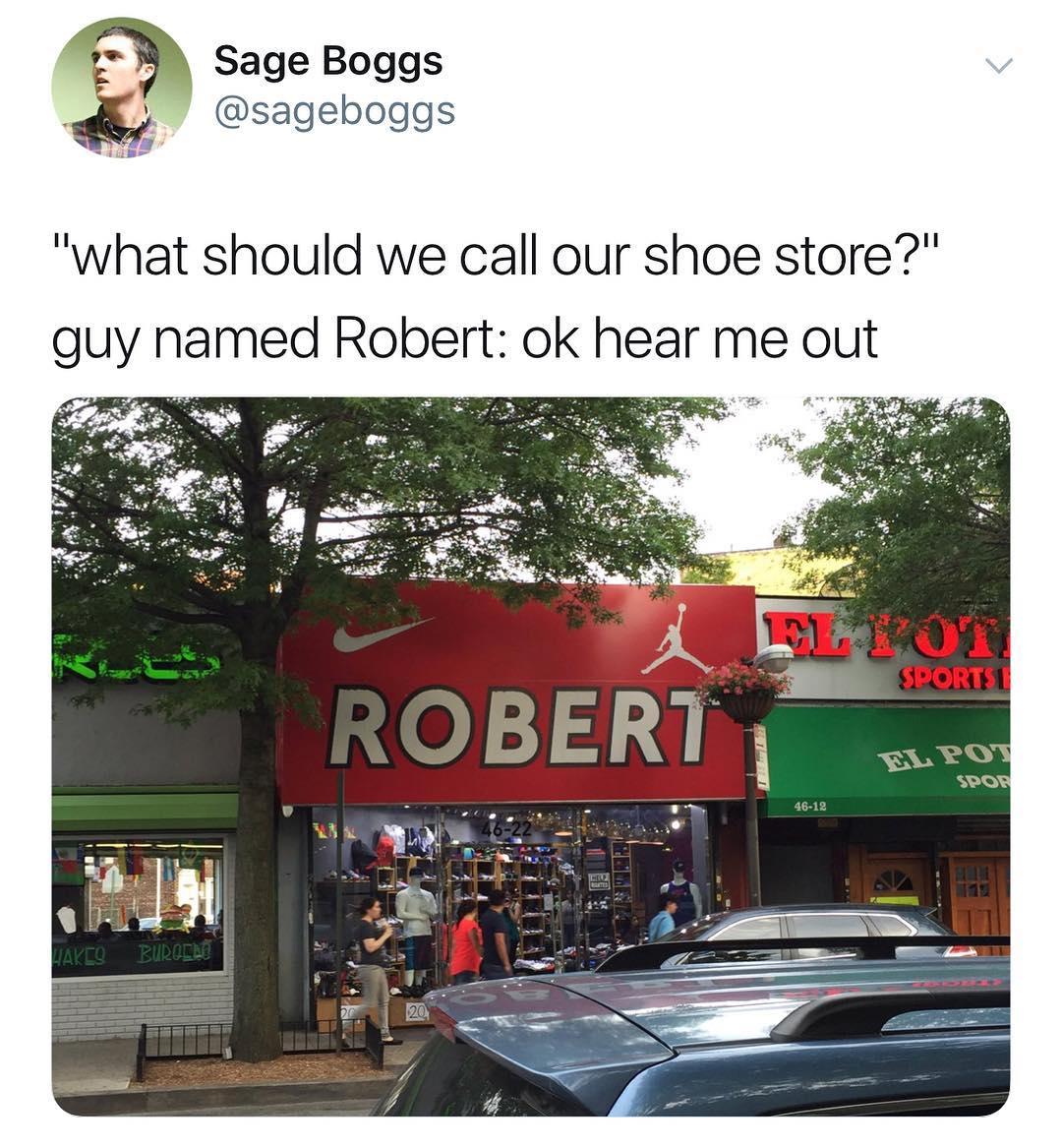 Sage Boggs by sageboggs what should we call our shoe store guy named Robert ok hear me out