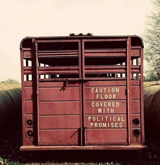 CAUTION FLOOR COVERED WITH POLITICAL PROMISES