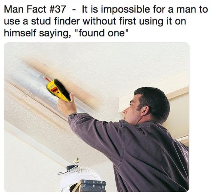 Man Fact 37 It is impossible for a man to use a stud finder without first using it on himself saying found one