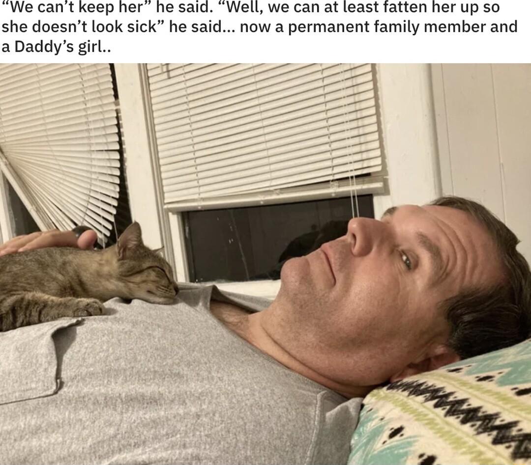 We cant keep her he said Well we can at least fatten her up so she doesnt look sick he said now a permanent family member and a Daddys girl E