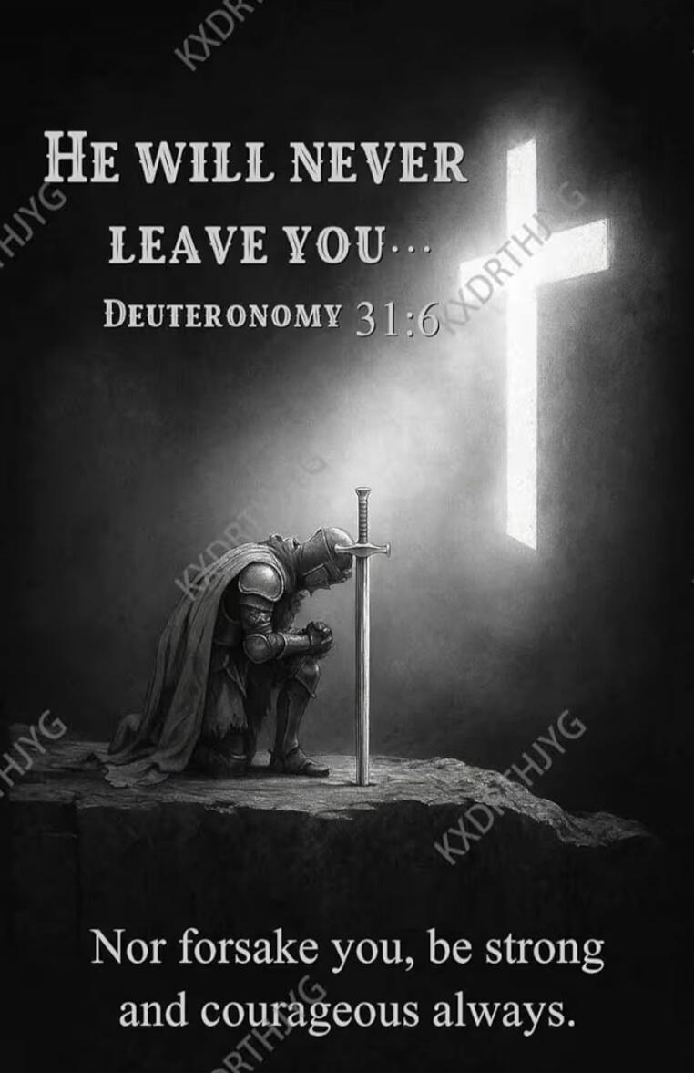 He will never leave you... Deuteronomy 31:6 Nor forsake you, be strong and courageous always.
